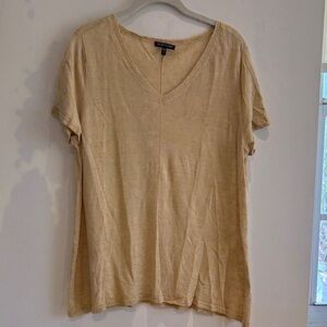 Eileen Fisher Beige V-Neck Short Sleeve Tee